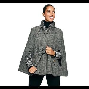 NWOT C Wonder Herringbone Belted  Cape- Size S
